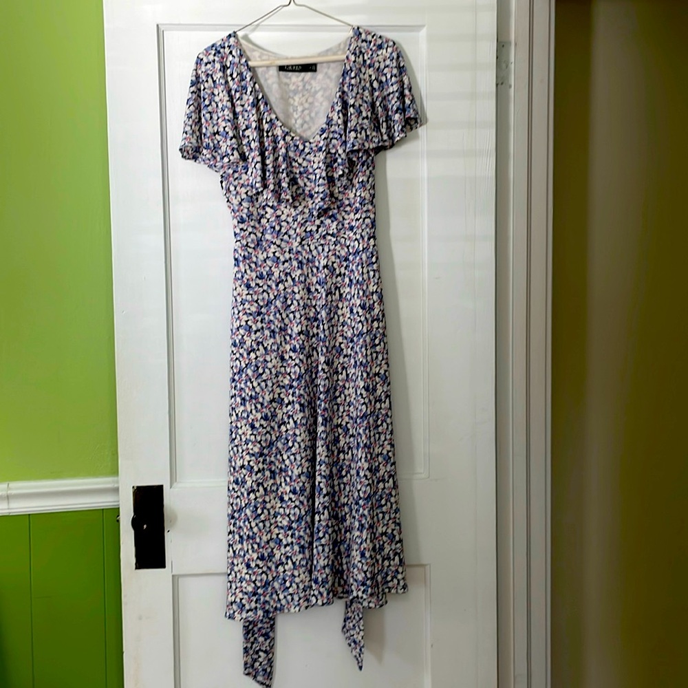 Lauren by Ralph Lauren belted summer dress.
